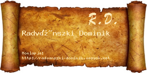 Radvánszki Dominik névjegykártya